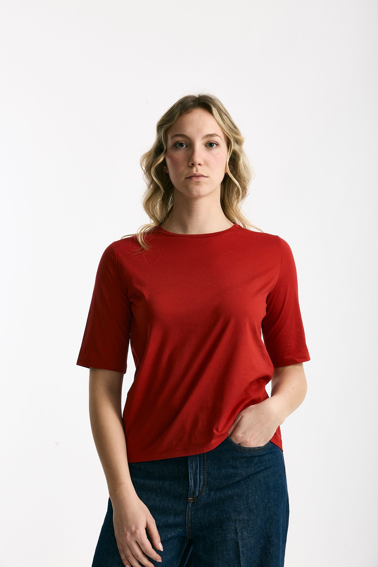 T-shirt in cotone rosso donna Marché des palmiers - 2