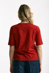 T-shirt in cotone rosso donna Marché des palmiers - 3