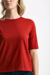 T-shirt in cotone rosso donna Marché des palmiers - 4