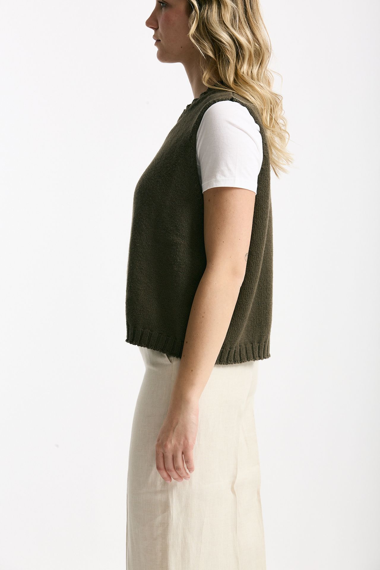 Gilet in maglia verde bosco donna Marché des palmiers - 3