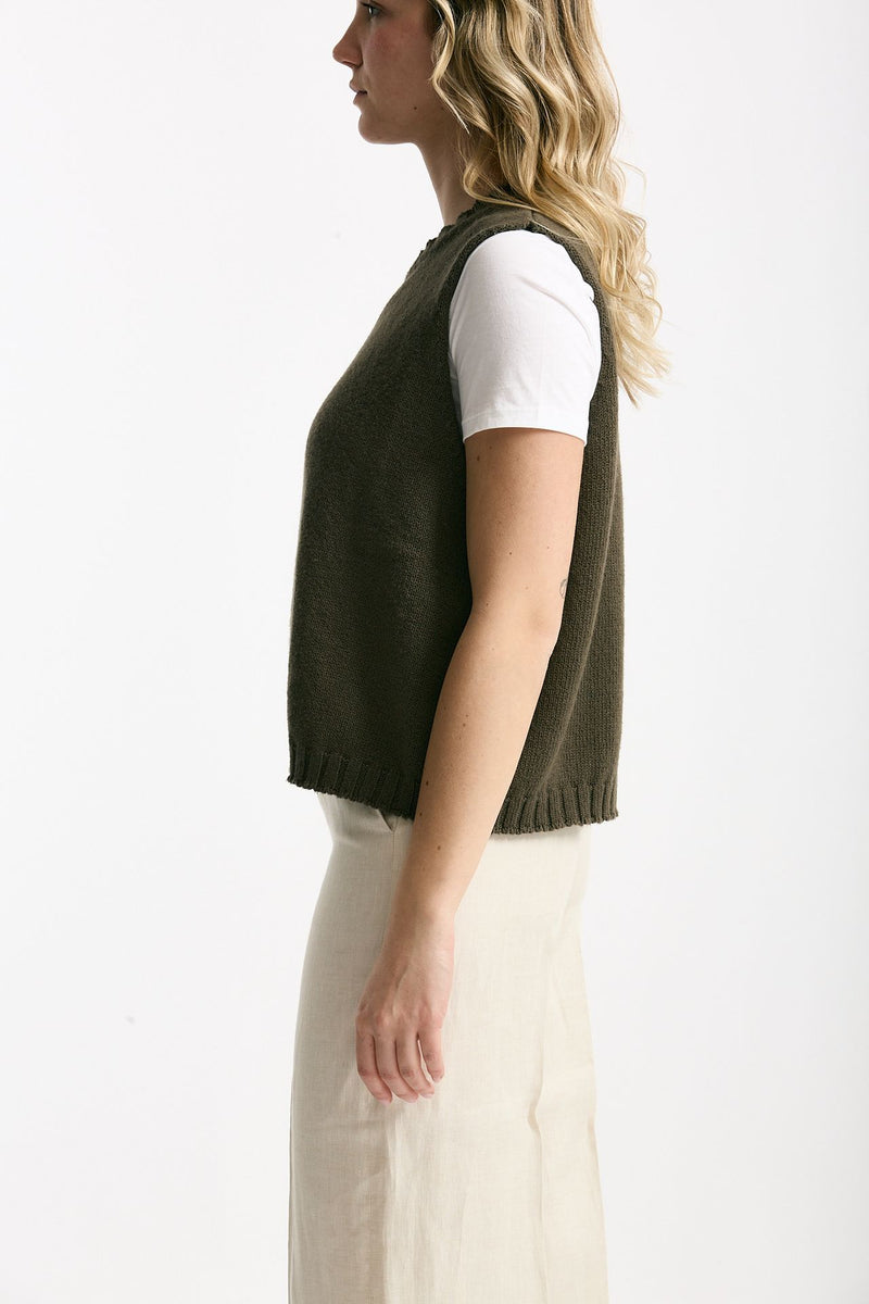 Gilet in maglia verde bosco donna Marché des palmiers - 3