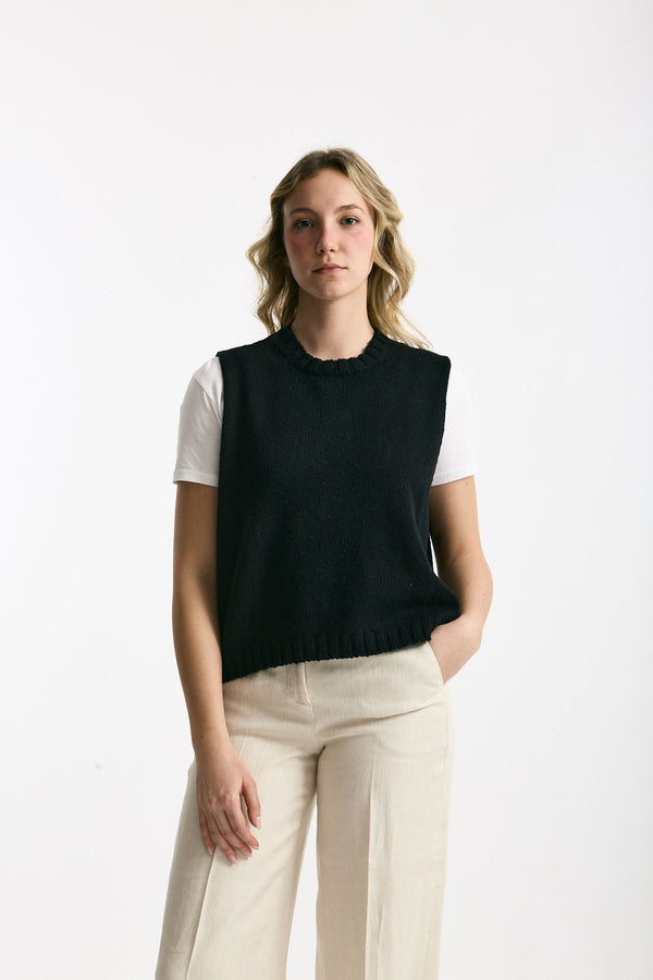 Gilet in maglia nero donna Marché des palmiers