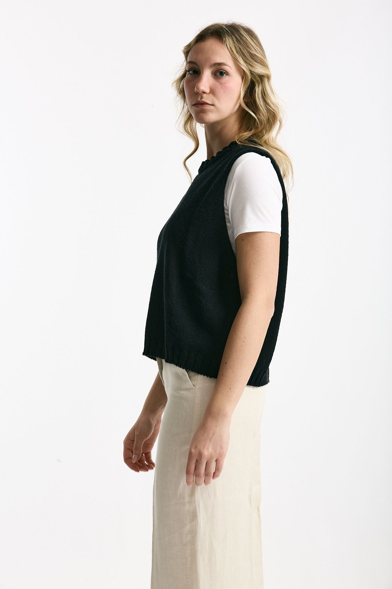 Gilet in maglia nero donna Marché des palmiers - 1