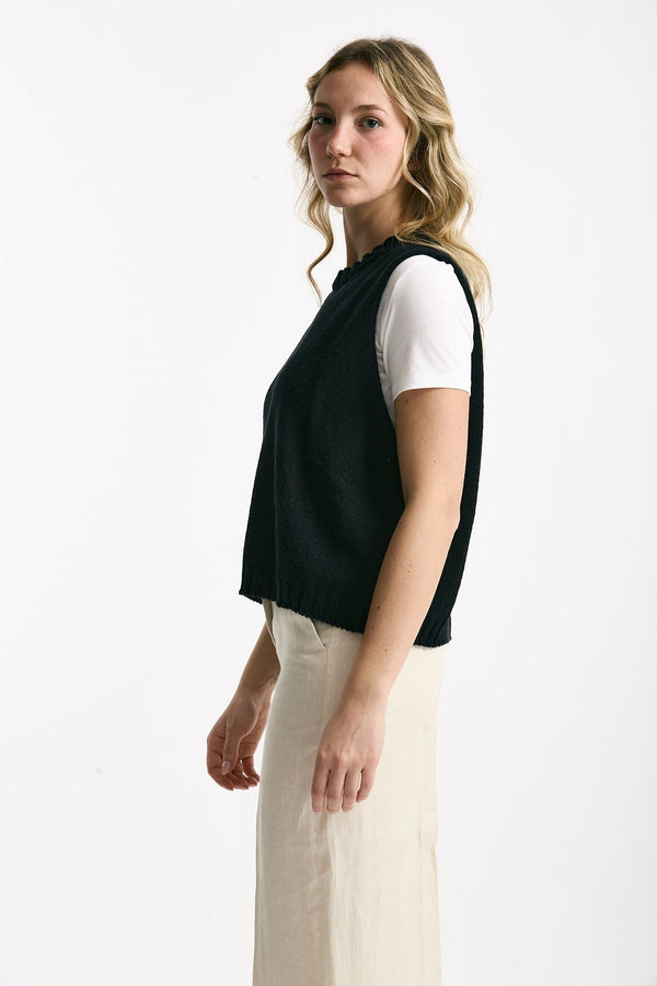 Gilet in maglia nero donna Marché des palmiers