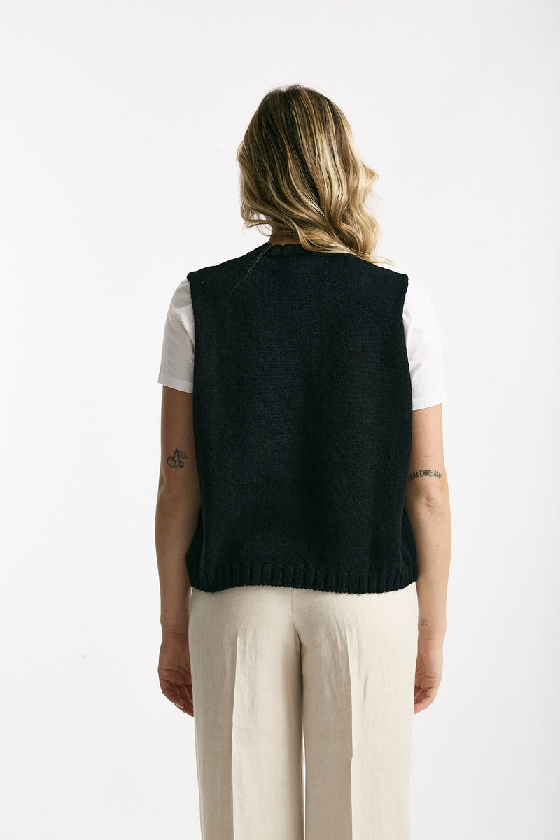 Gilet in maglia nero donna Marché des palmiers - 3