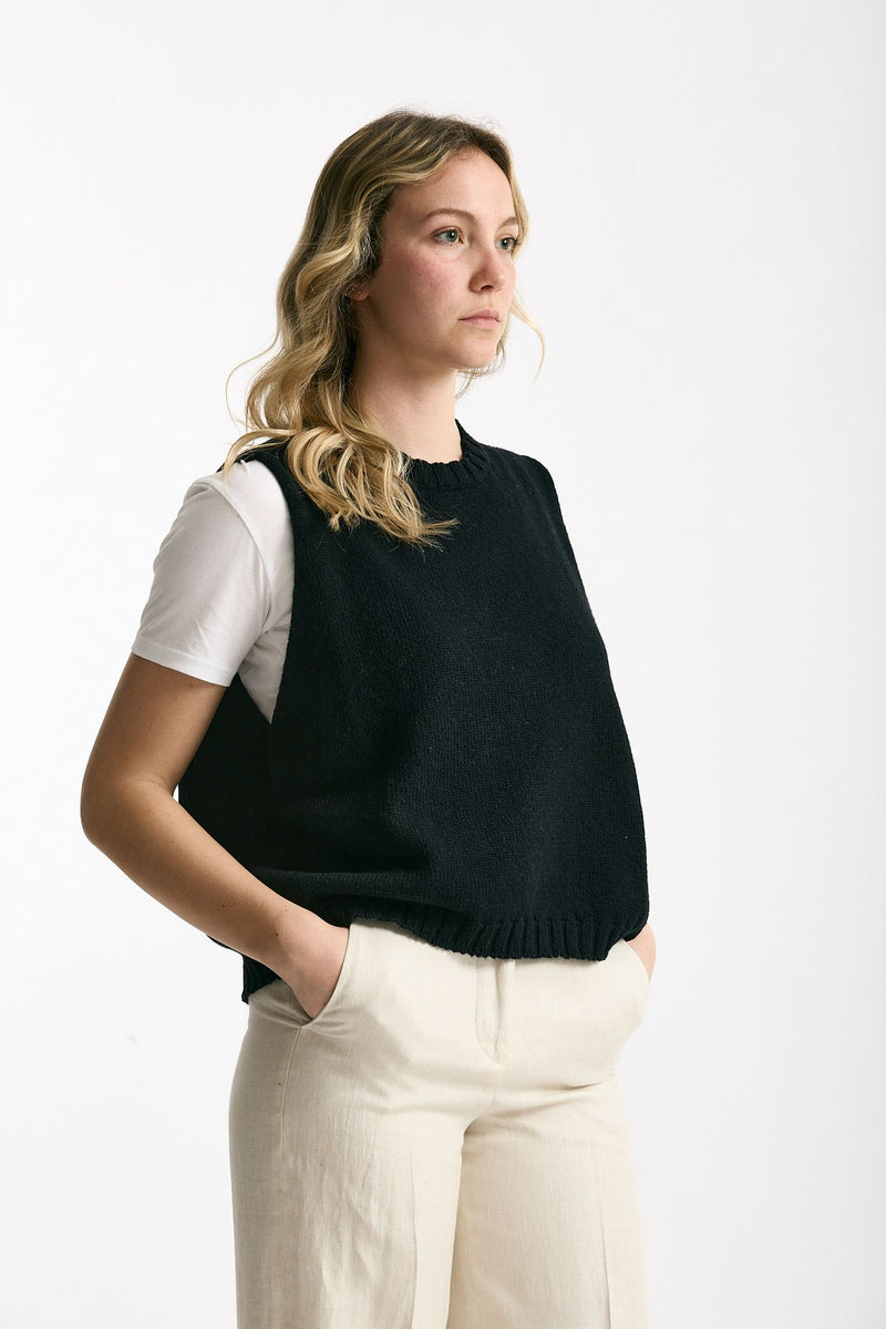 Gilet in maglia nero donna Marché des palmiers - 4