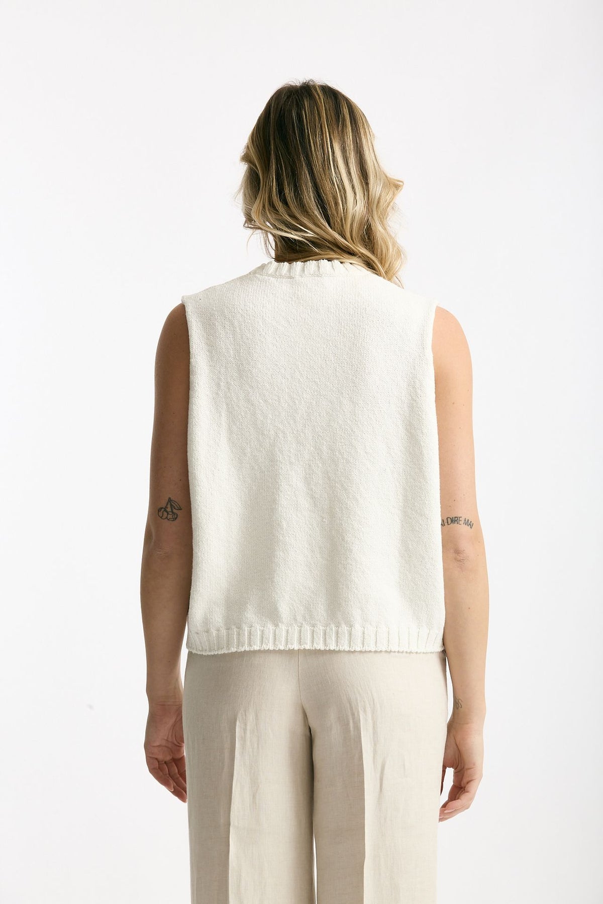 Gilet in maglia bianco donna Marché des palmiers - 3
