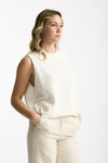 Gilet in maglia bianco donna Marché des palmiers - 4