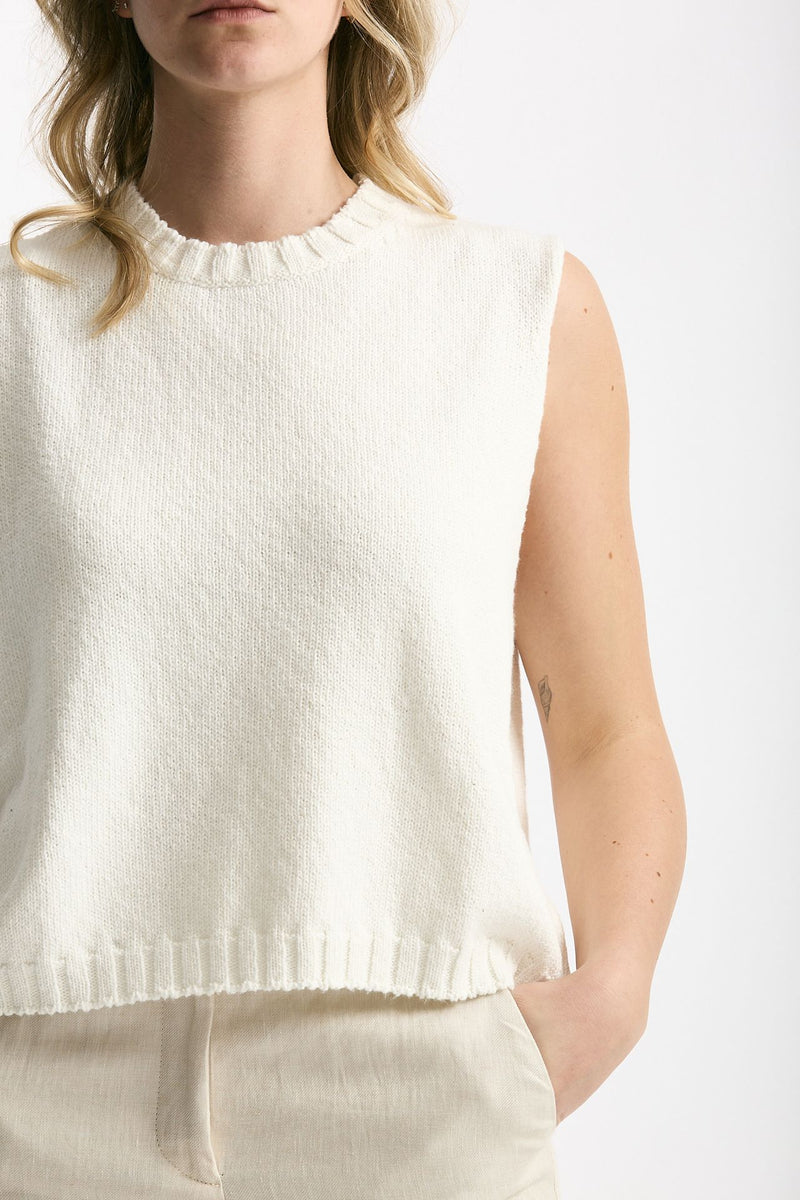 Gilet in maglia bianco donna Marché des palmiers - 5