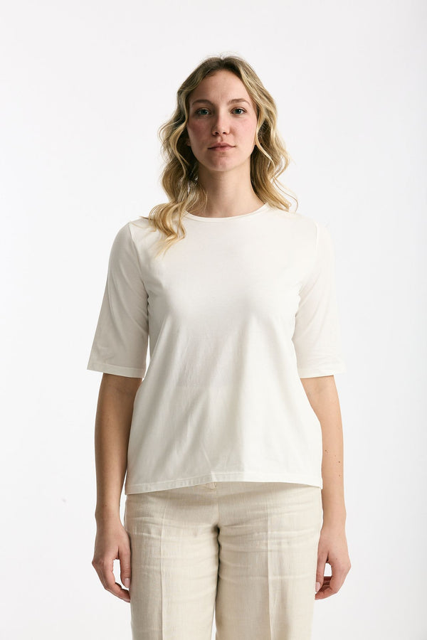 T-shirt in cotone bianco donna Marché des palmiers