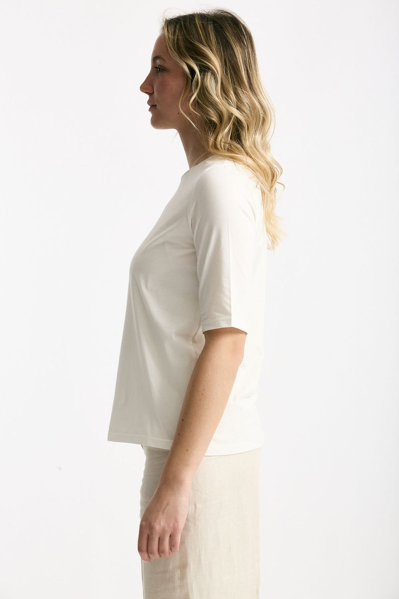 T-shirt in cotone bianco donna Marché des palmiers - 2