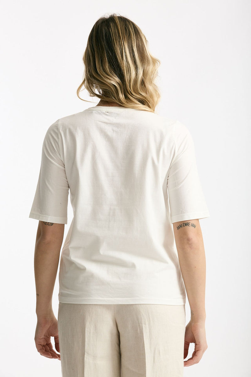 T-shirt in cotone bianco donna Marché des palmiers - 3