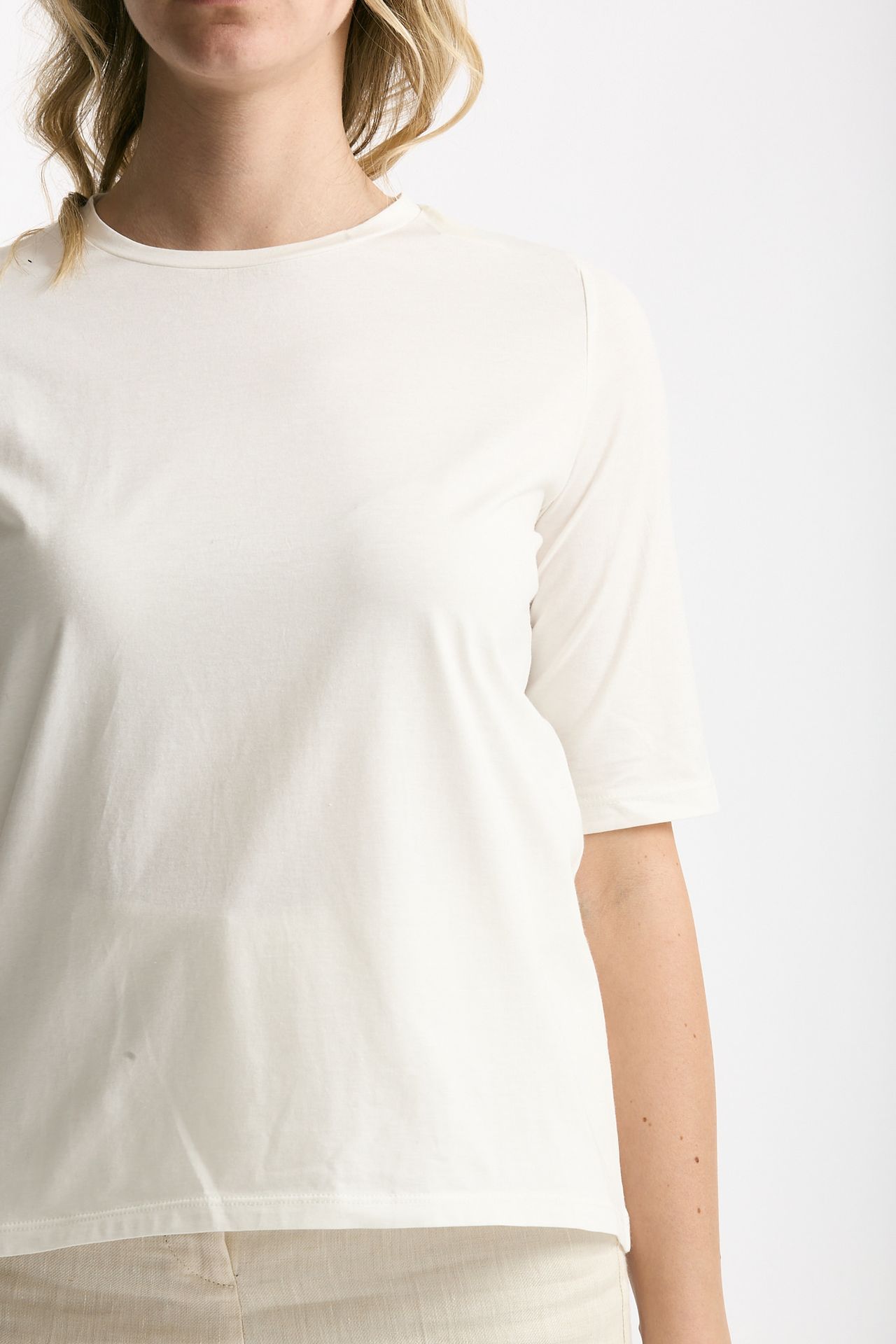 T-shirt in cotone bianco donna Marché des palmiers - 5