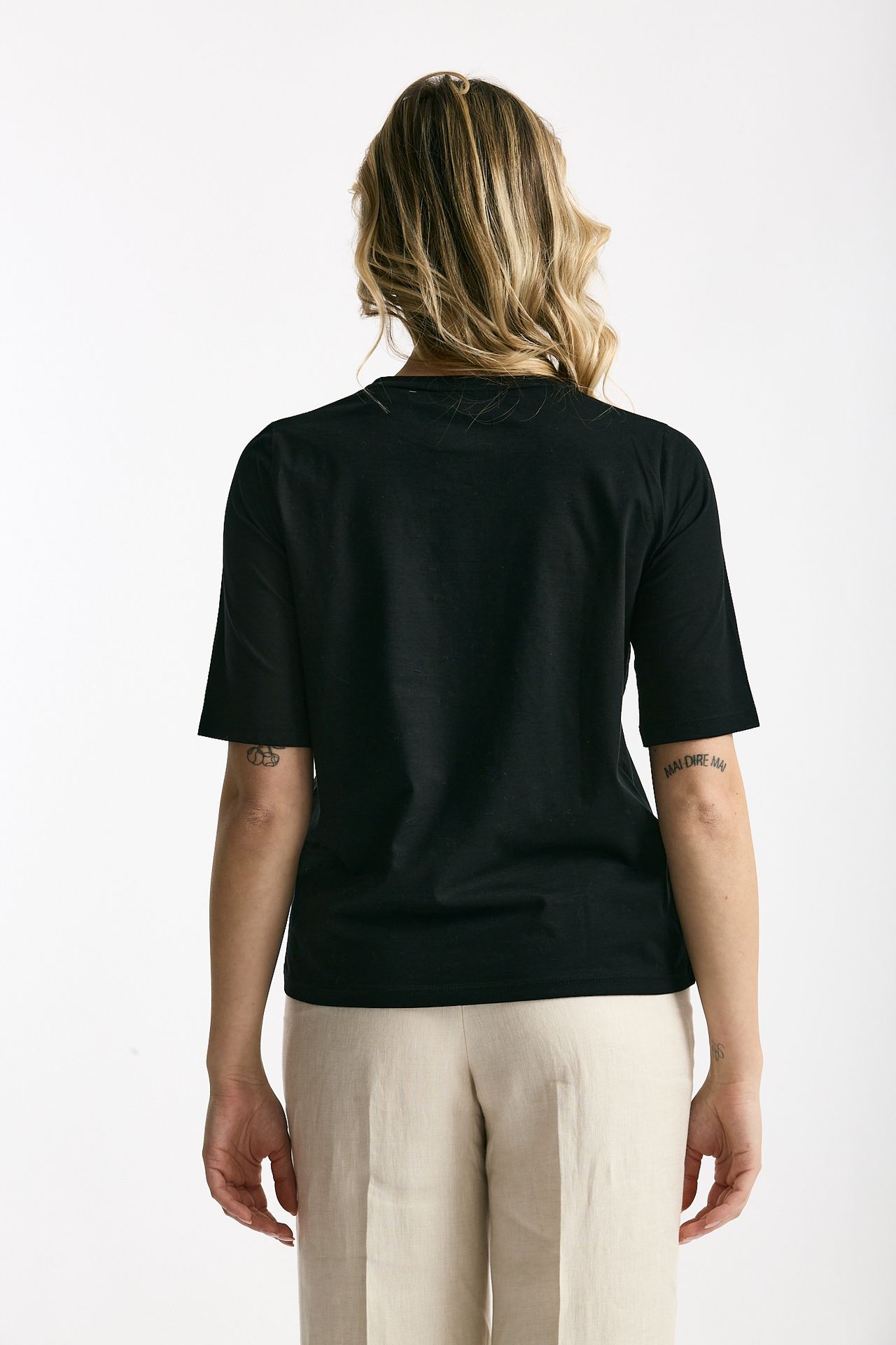 T-shirt in cotone nero donna Marché des palmiers - 3