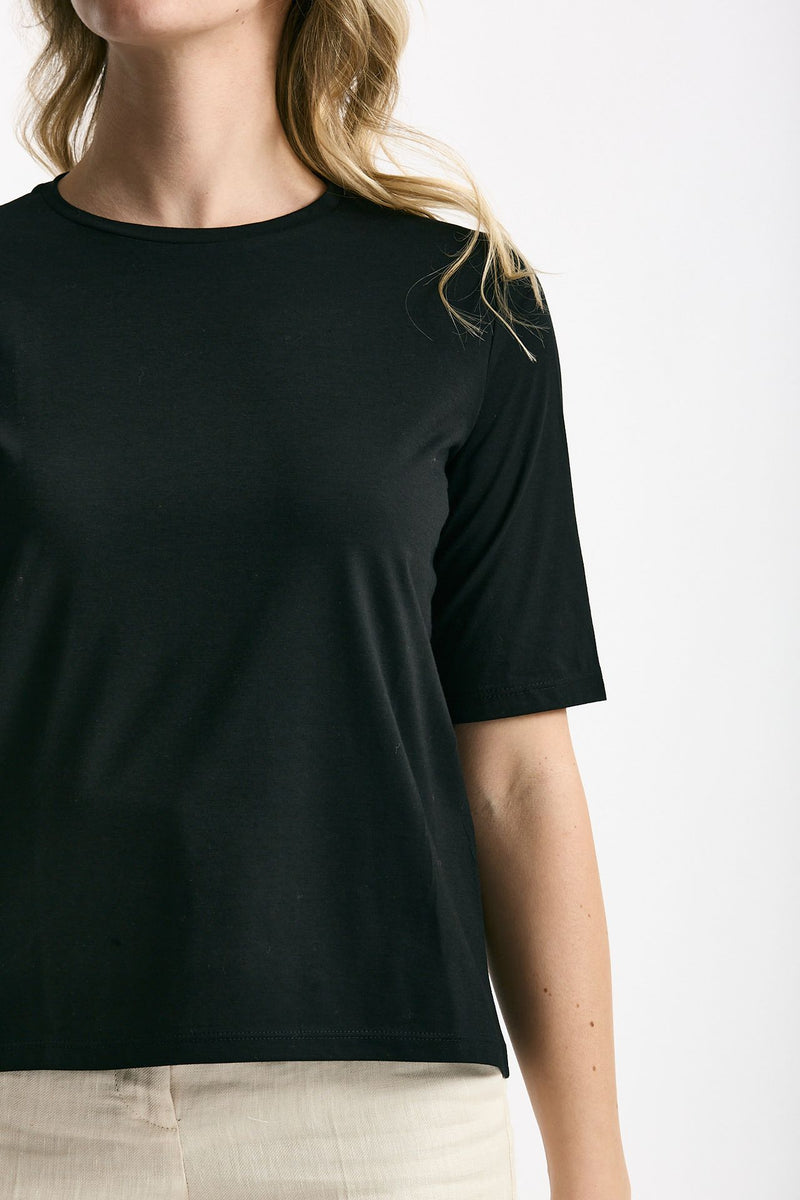 T-shirt in cotone nero donna Marché des palmiers - 5