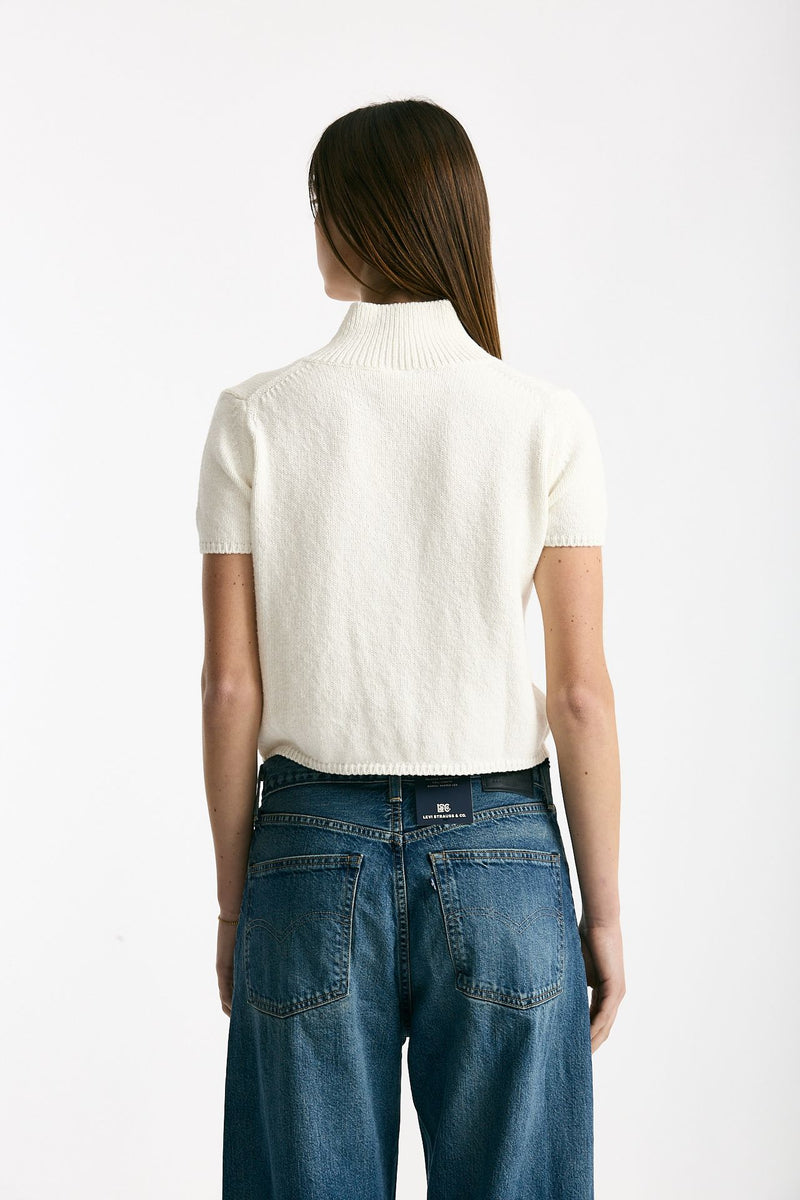 Maglia in cotone bianco donna Marché des palmiers - 3