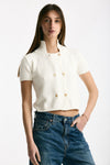 Maglia in cotone bianco donna Marché des palmiers - 4