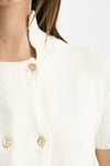 Maglia in cotone bianco donna Marché des palmiers - 5