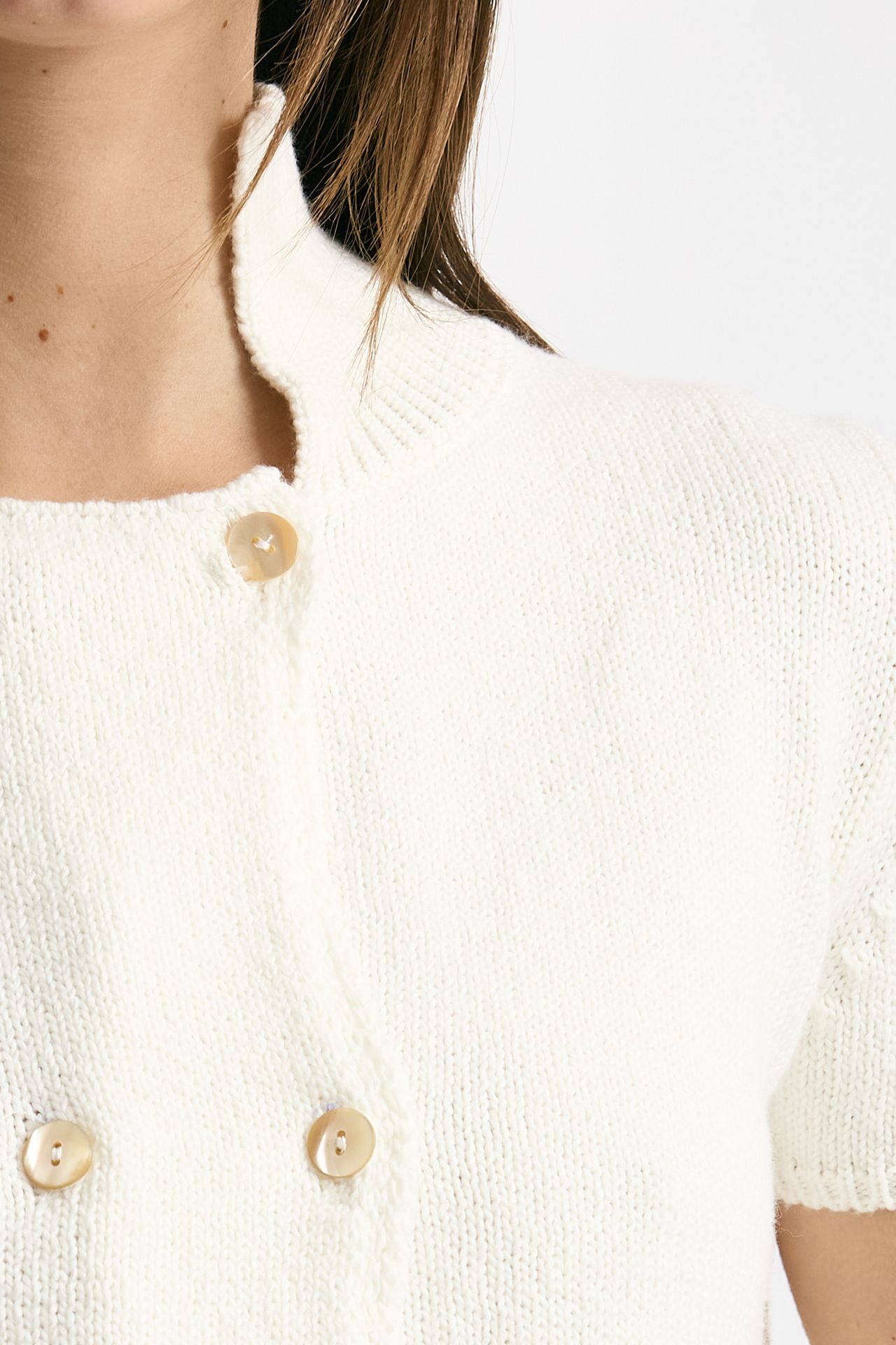 Maglia in cotone bianco donna Marché des palmiers - 5
