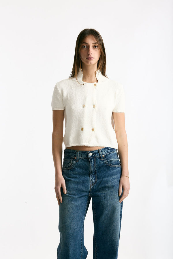 Maglia in cotone bianco donna Marché des palmiers
