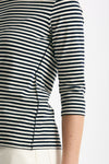 T-shirt slim rigata panna e blu donna Clouds - 4
