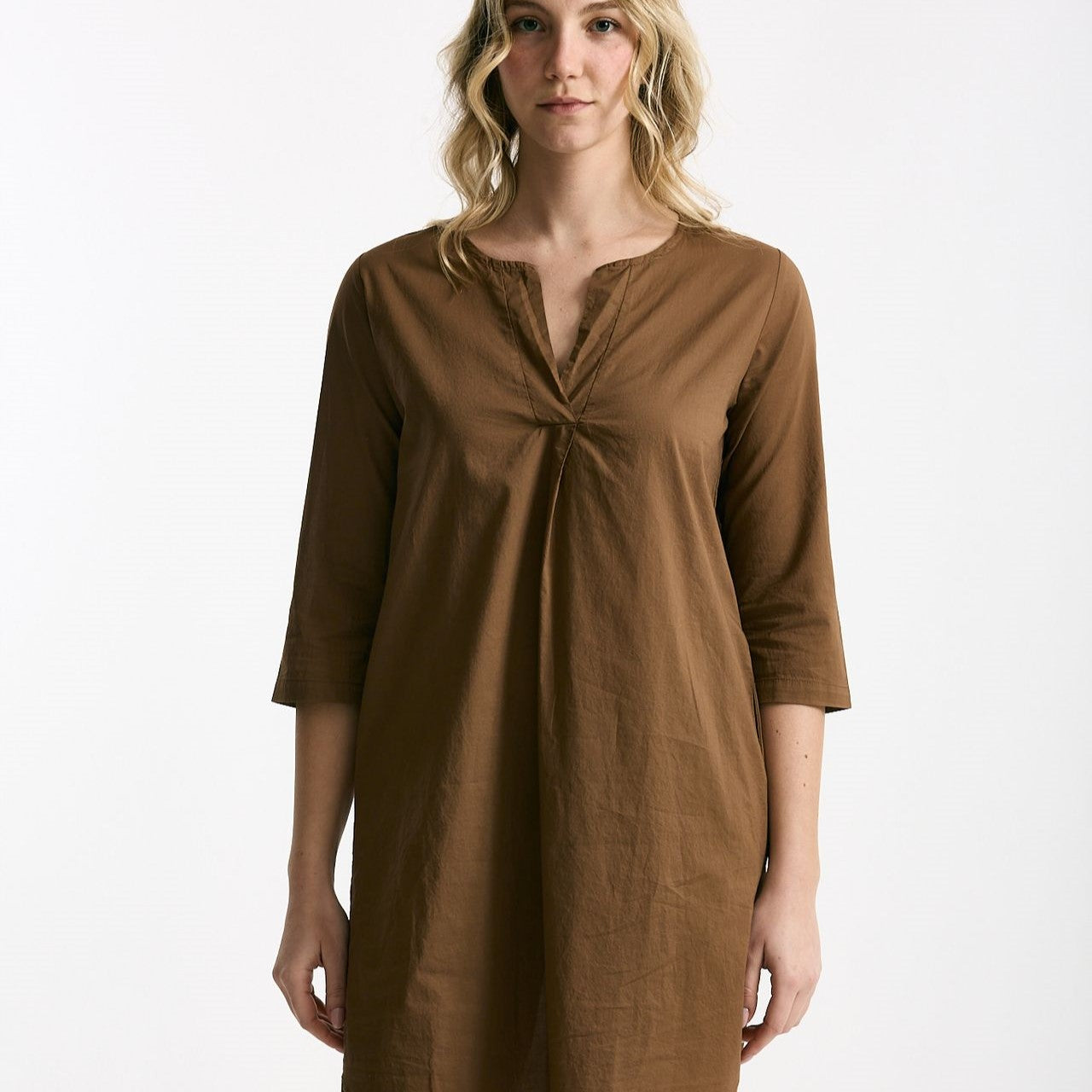 Abito in cotone terra scollato donna Clouds - 6