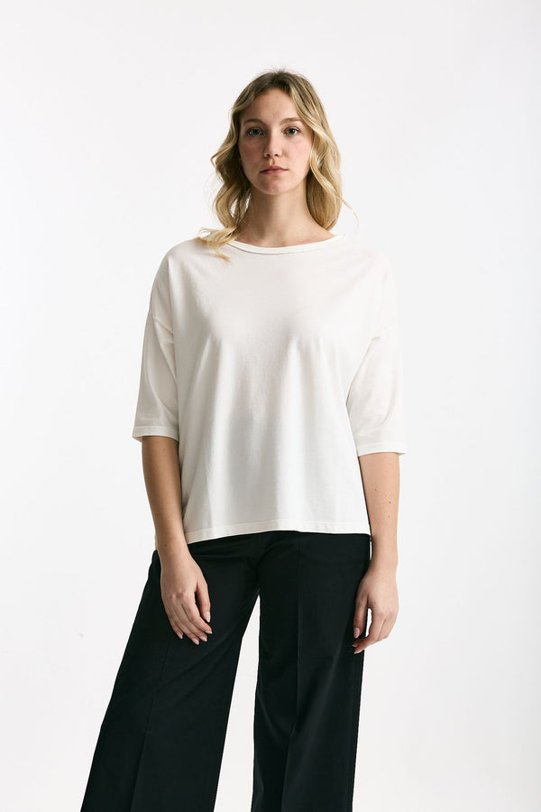 T-shirt over bianco donna Clouds