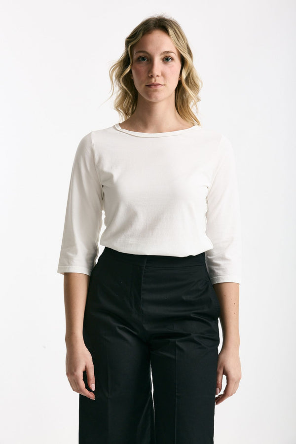 T-shirt slim bianco donna Clouds