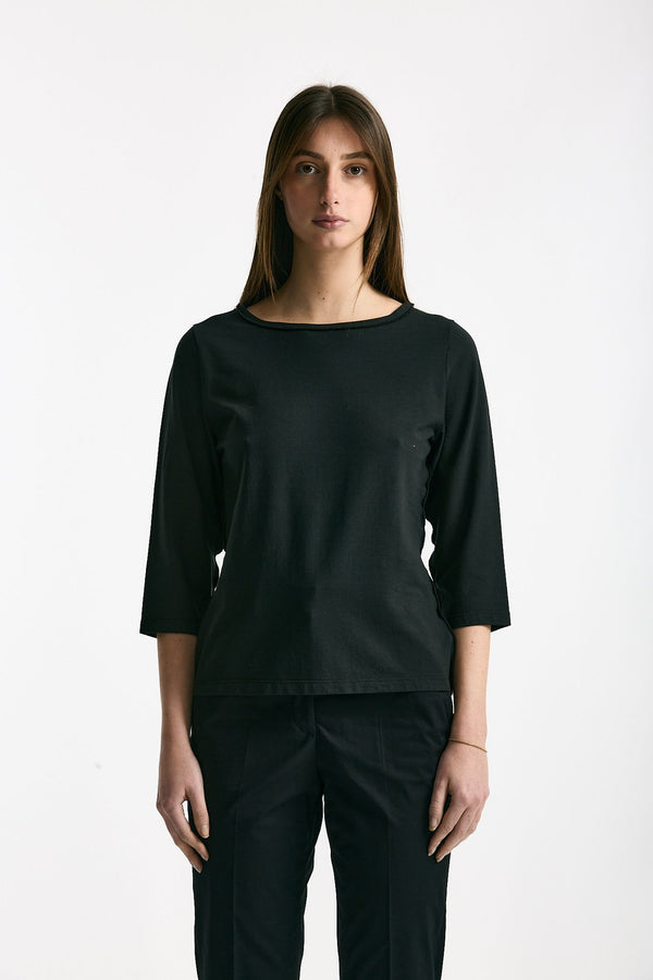 T-shirt slim nero donna Clouds