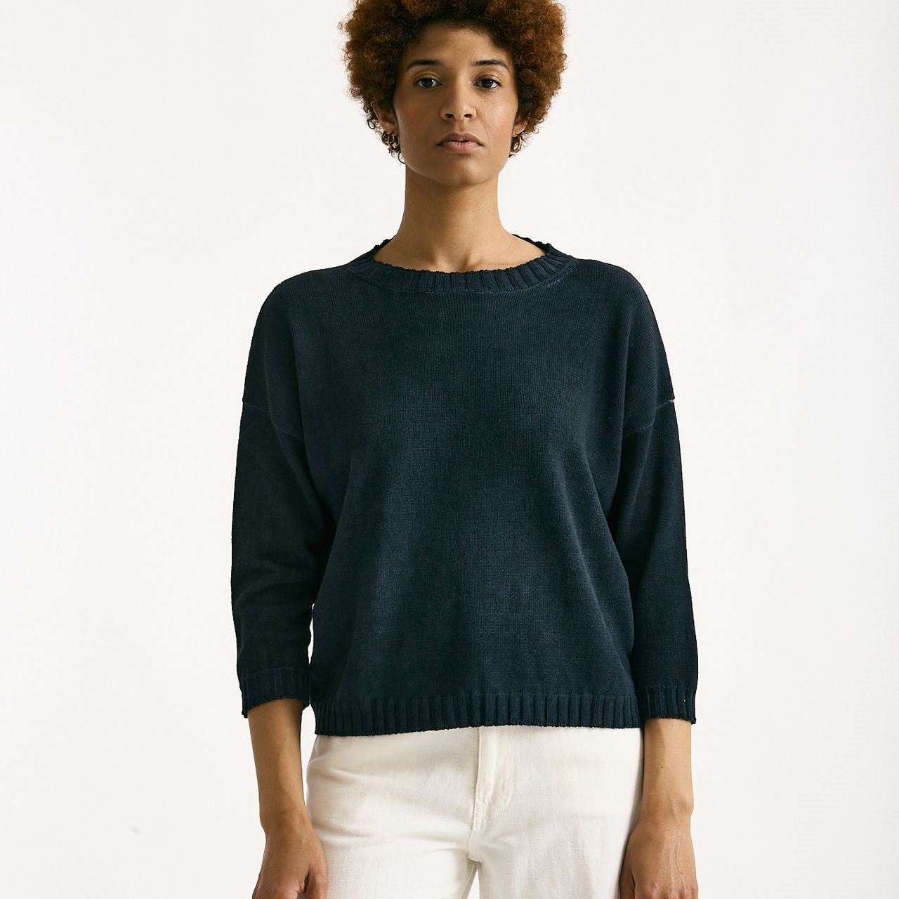 Maglia in cotone lavato blu donna Clouds - 7