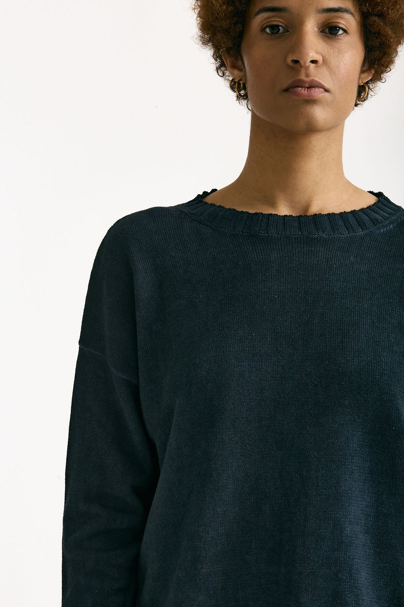 Maglia in cotone lavato blu donna Clouds - 5