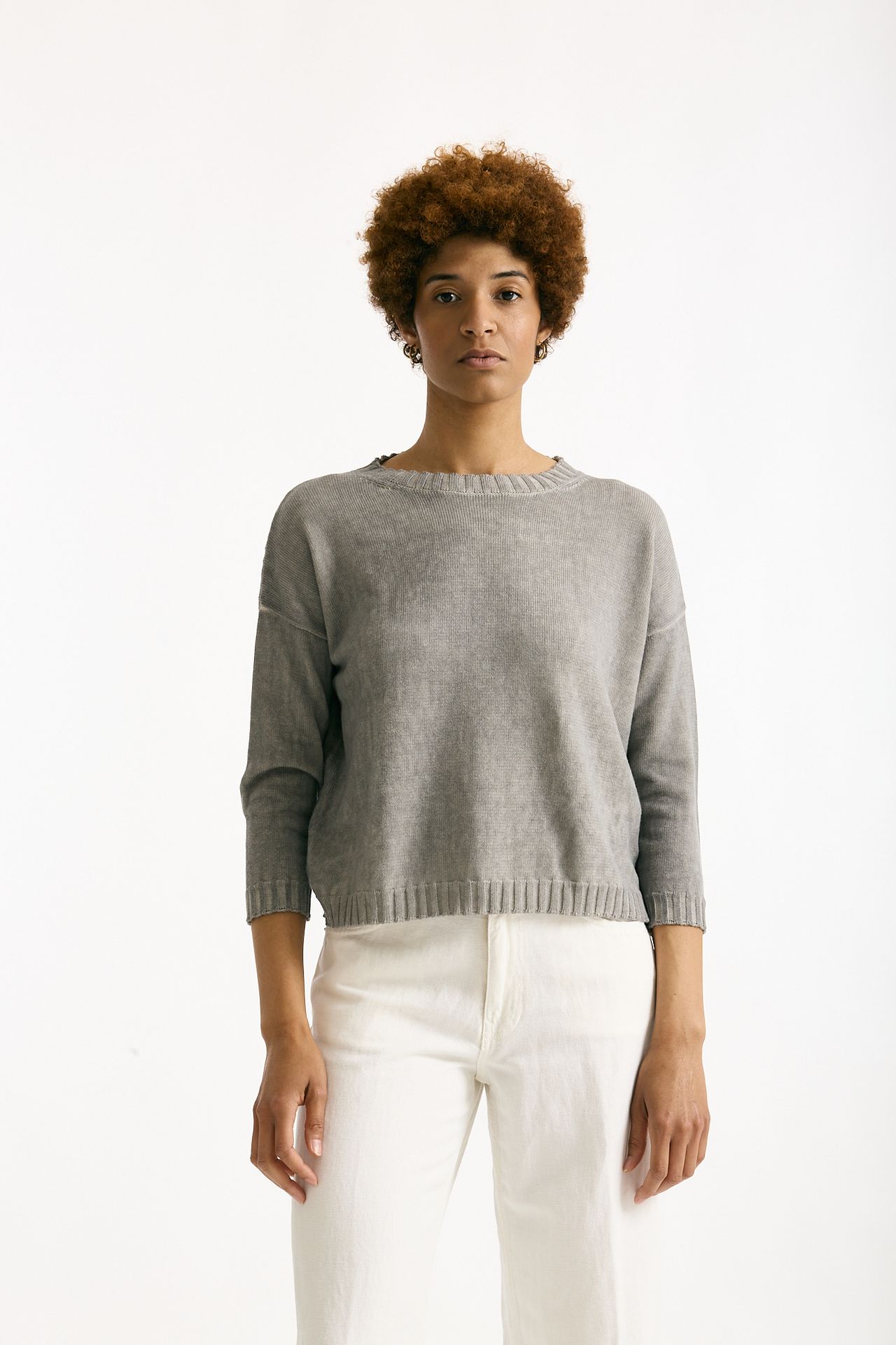 Maglia in cotone lavato grigio donna Clouds - 1
