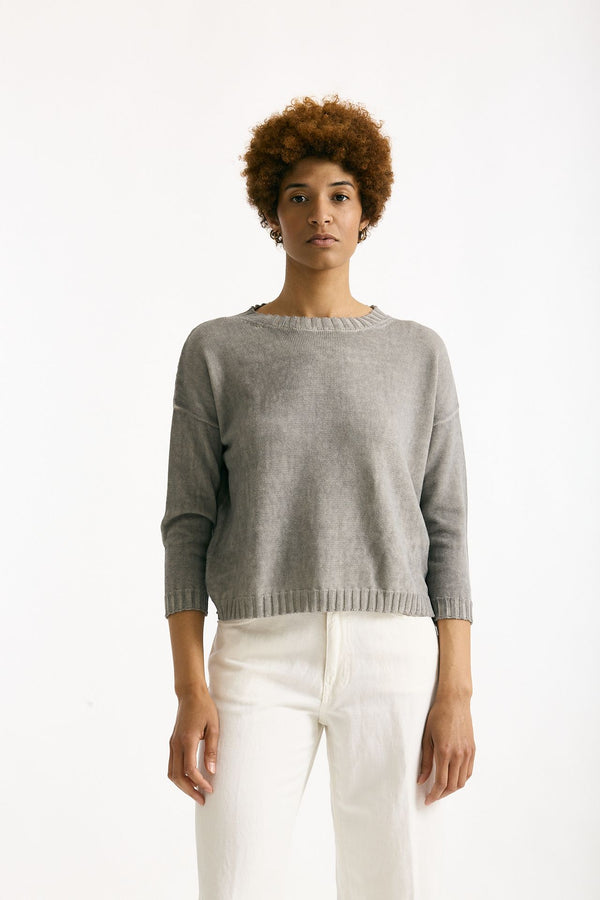 Maglia in cotone lavato grigio donna Clouds