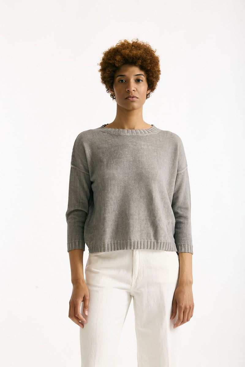 Maglia in cotone lavato grigio donna Clouds - 1