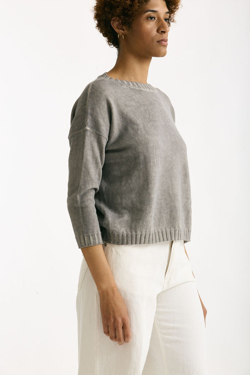 Maglia in cotone lavato grigio donna Clouds - 2