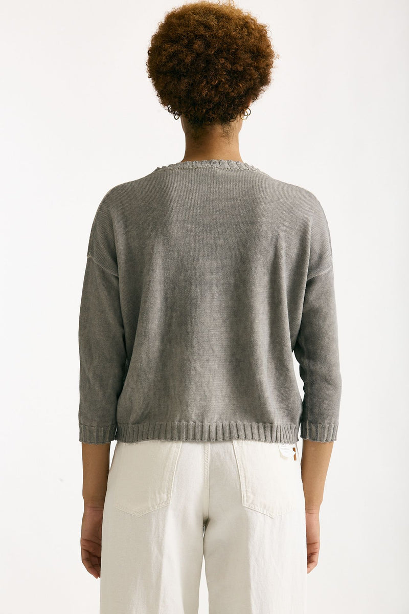 Maglia in cotone lavato grigio donna Clouds - 3