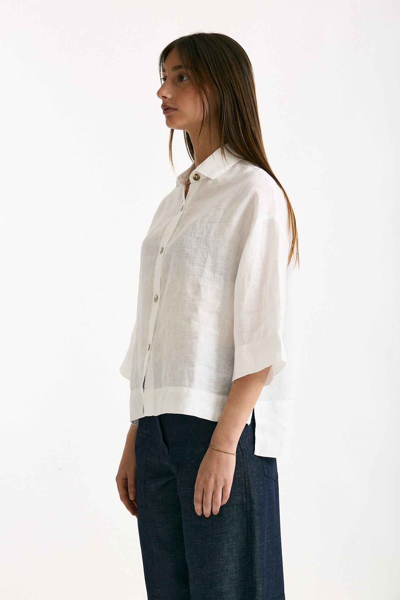 Camicia in lino bianco donna Clouds - 3