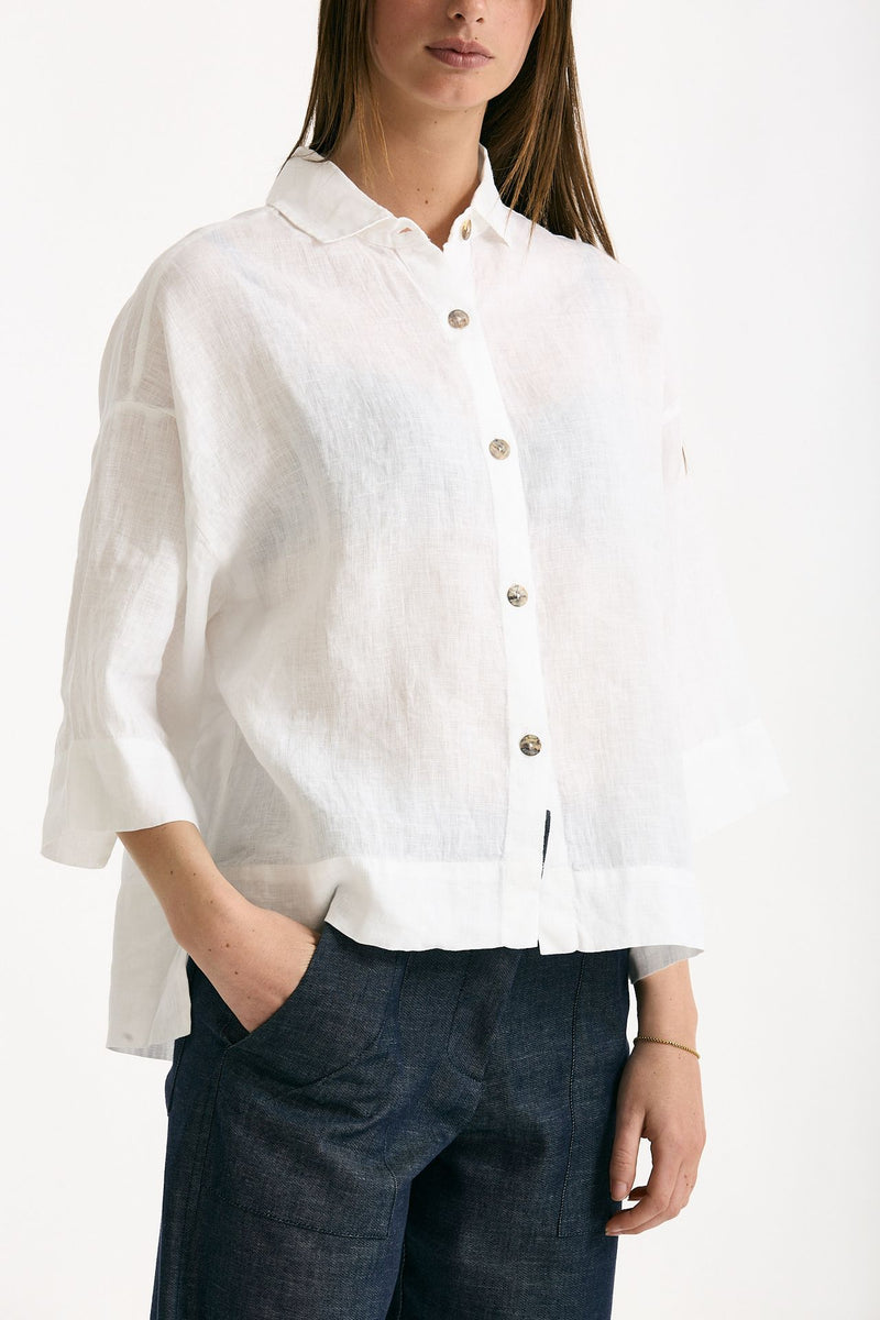 Camicia in lino bianco donna Clouds - 1