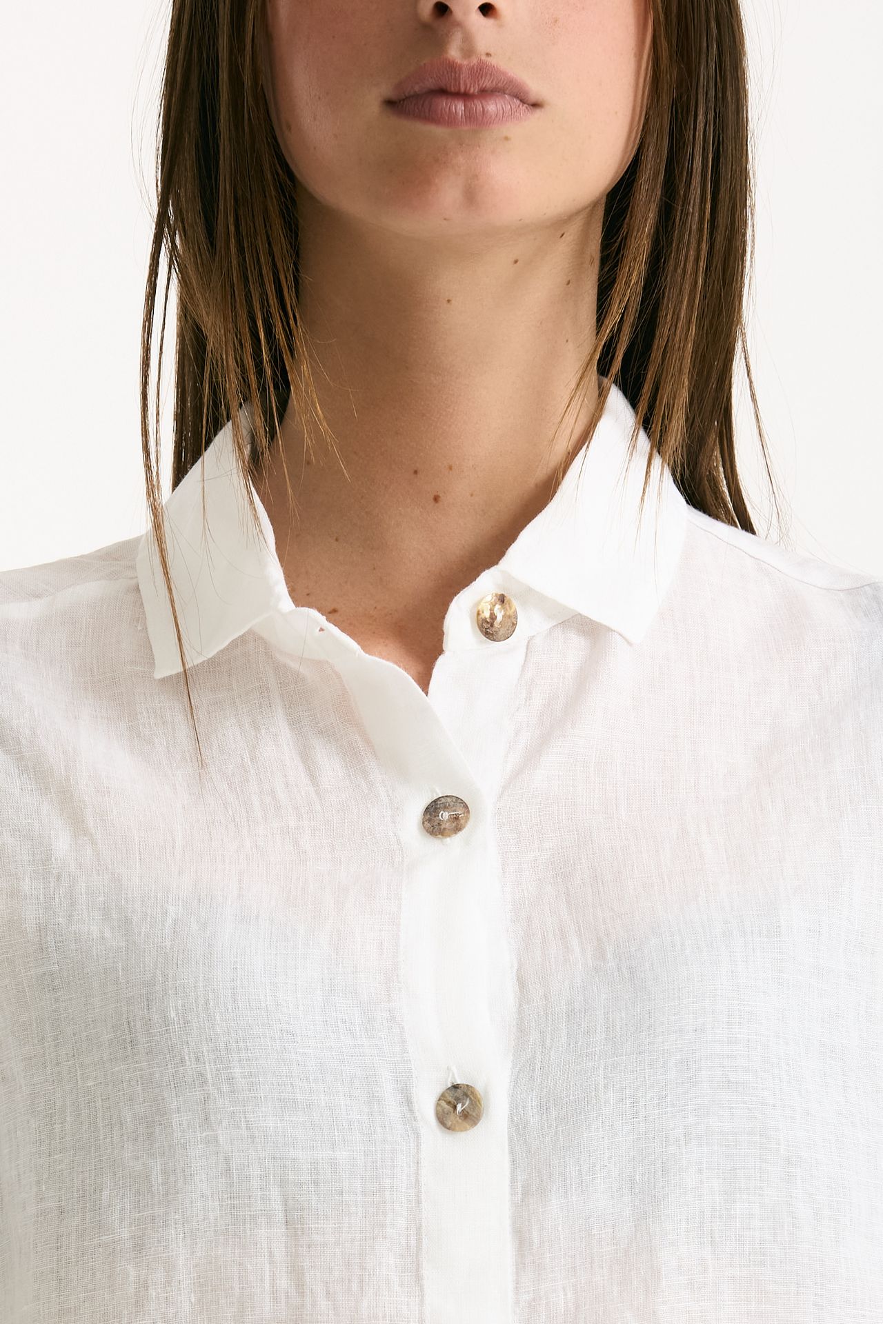 Camicia in lino bianco donna Clouds - 5