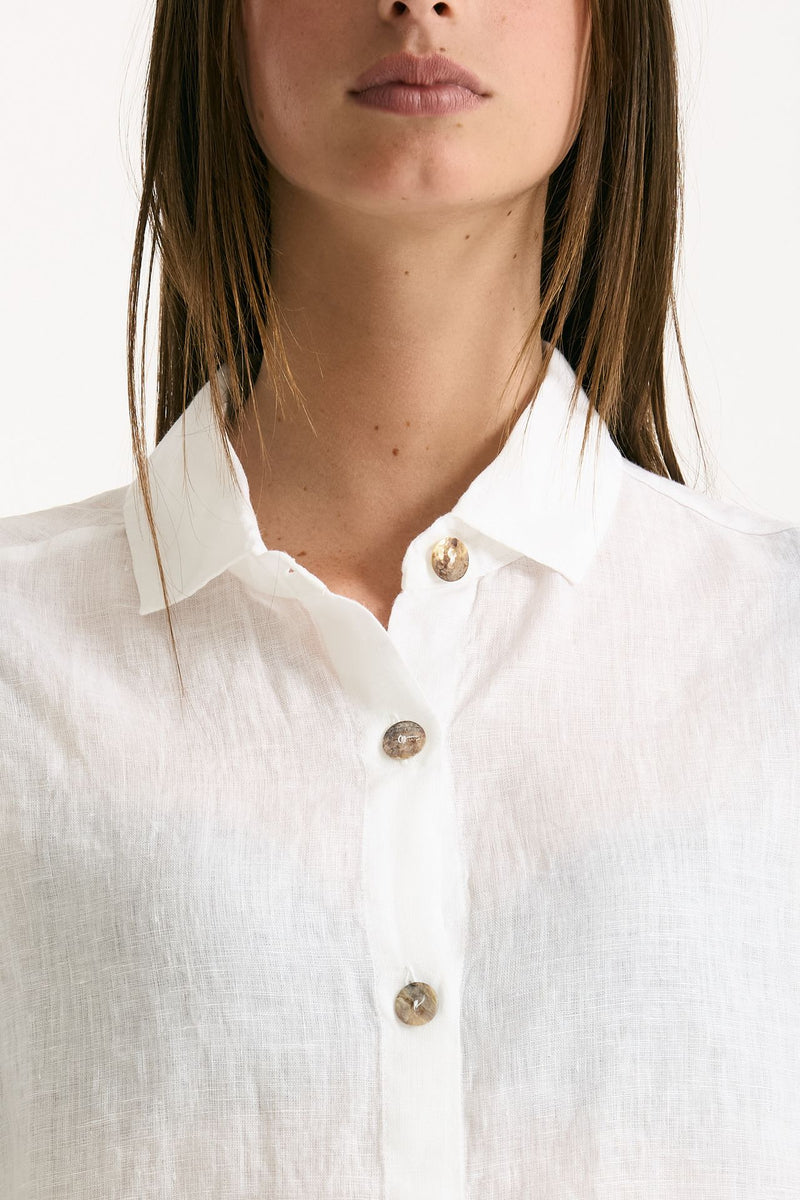 Camicia in lino bianco donna Clouds - 5