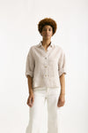 Camicia in lino Rigata bianca e beige donna Clouds - 1