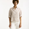 Camicia in lino Rigata bianca e beige donna Clouds - 6