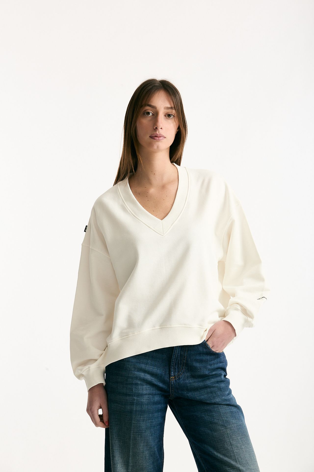 Felpa over bianco ottico donna Department five - 1