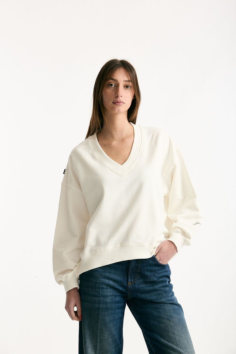 Felpa over bianco ottico donna Department five - 1