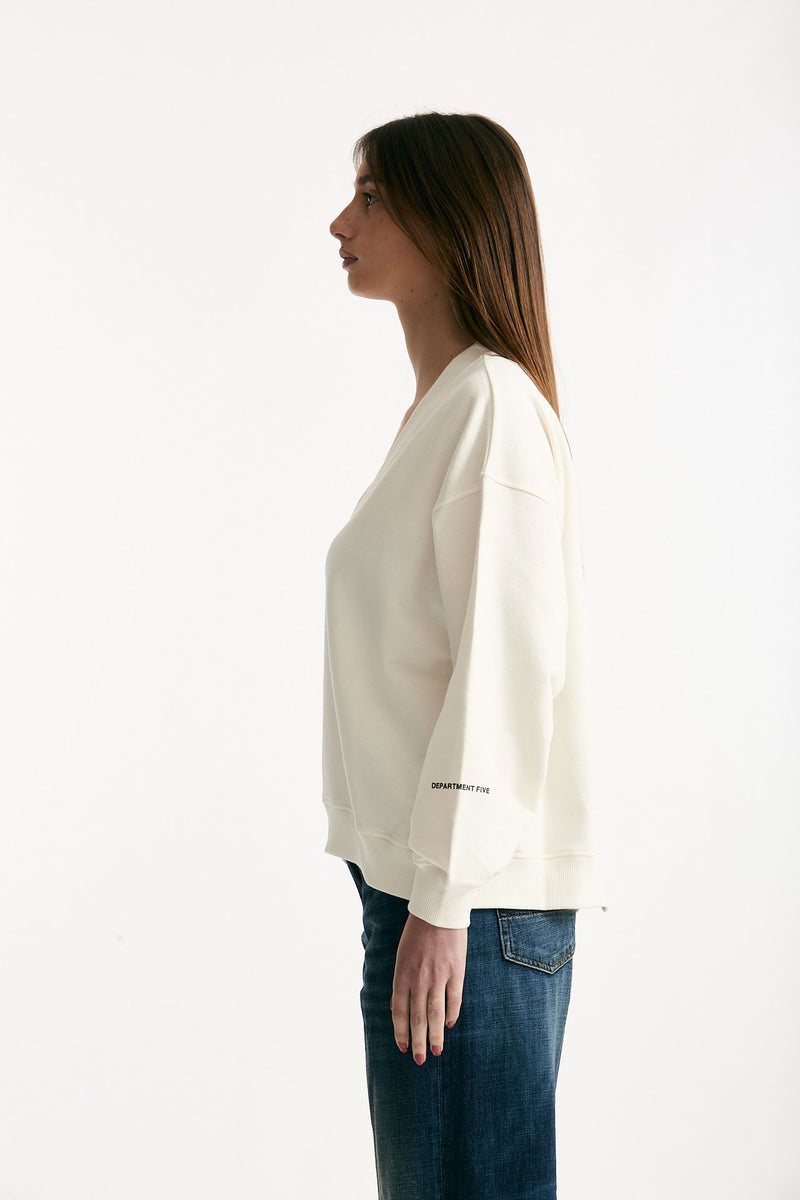 Felpa over bianco ottico donna Department five - 3