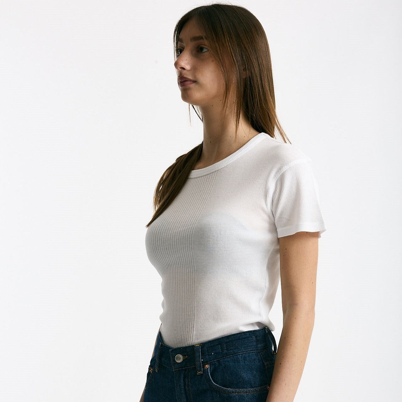 T-shirt a costine bianco donna Department five - 5