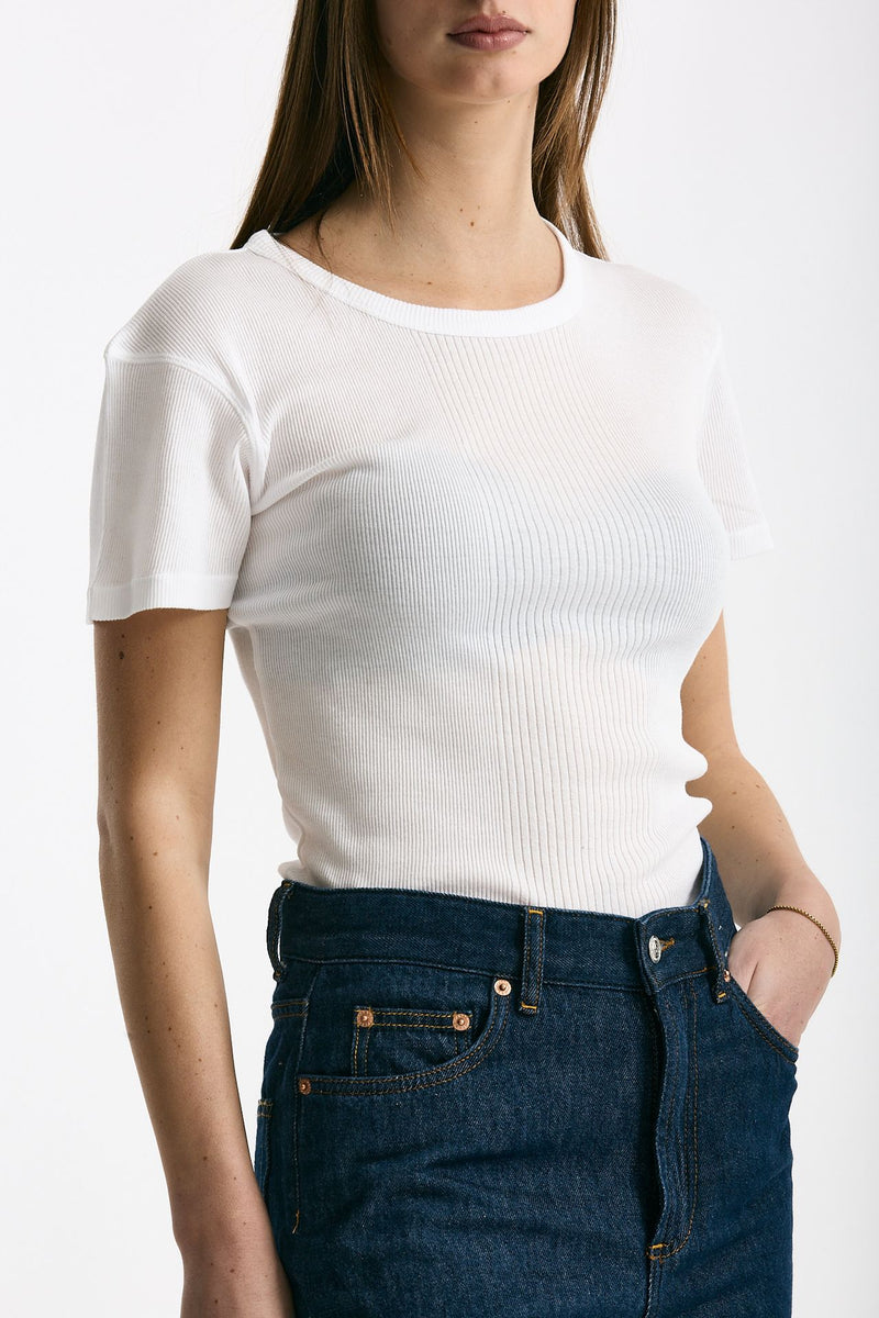 T-shirt a costine bianco donna Department five - 3