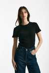 T-shirt a costine nero donna Department five - 2