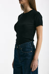 T-shirt a costine nero donna Department five - 3