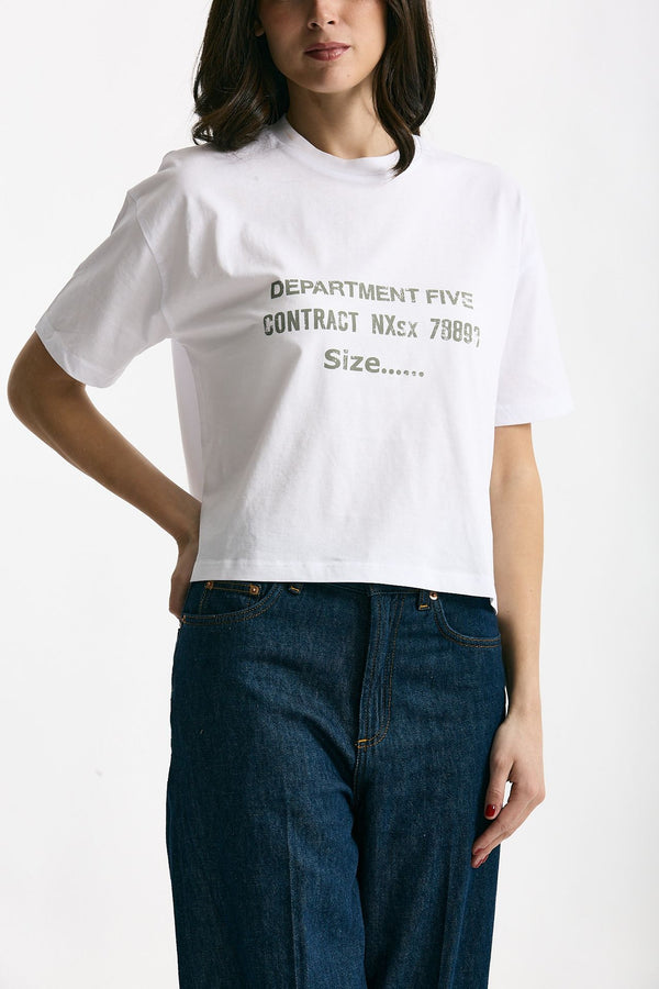 T-shirt boxy bianco donna Department five